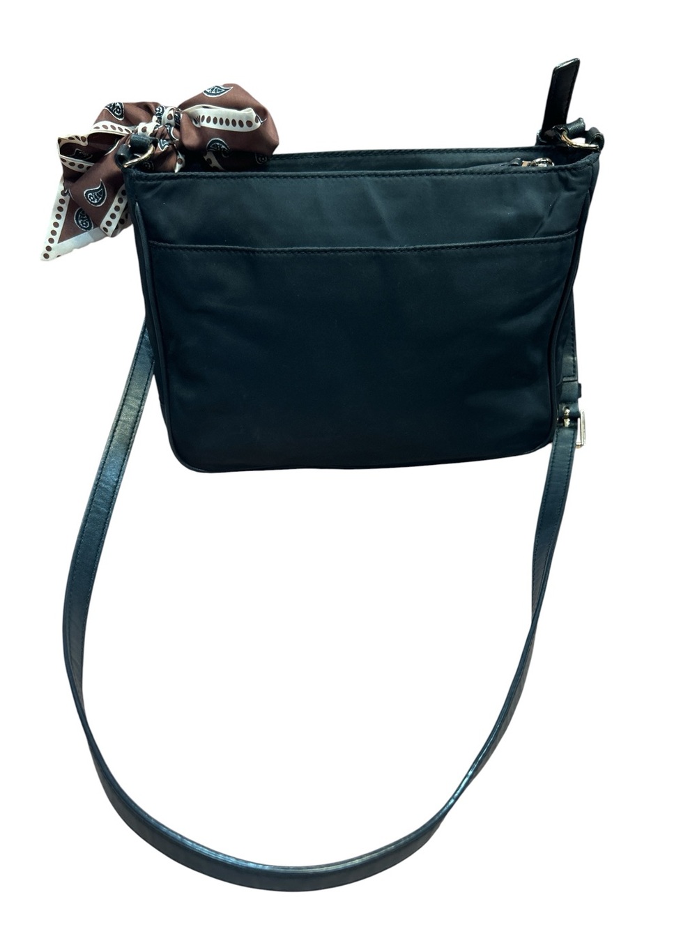 Tory Burch Black Nylon Crossbody with Brown Paisley Scarf - Picture 5 of 12